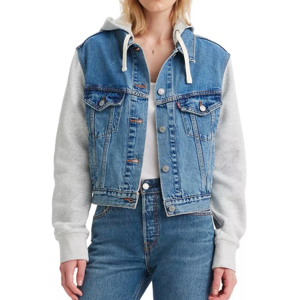 LEVI’S Women’s Hybrid Denim Hooded Trucker Jacket XS